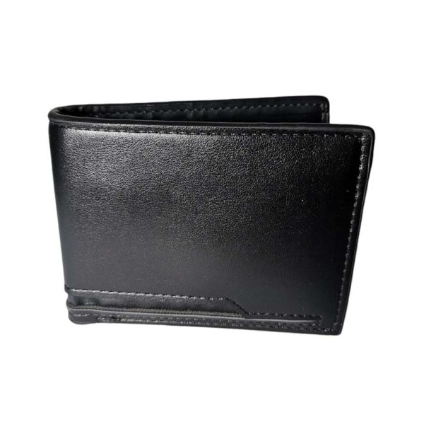 Billetera para hombre, detalle doble cuero, negro