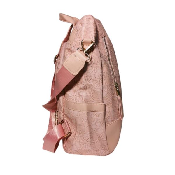 Mochila cartera antirrobo, tipo encaje, rosa - Imagen 3