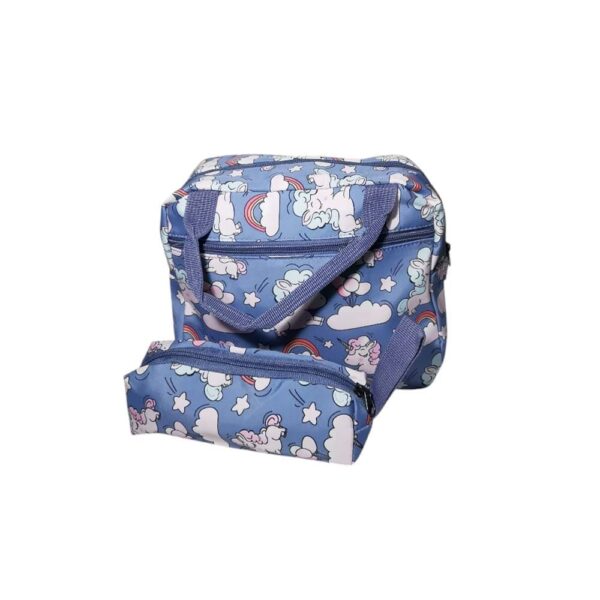 Mochila de 3pzs, impermeable, Kawaii, unicornio, azul - Imagen 4