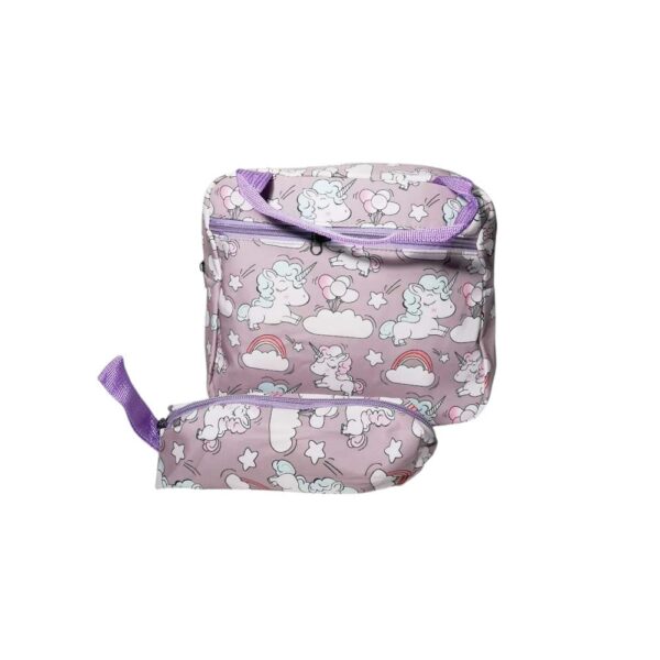 Mochila de 3pzs, impermeable, Kawaii, unicornio, lila - Imagen 4