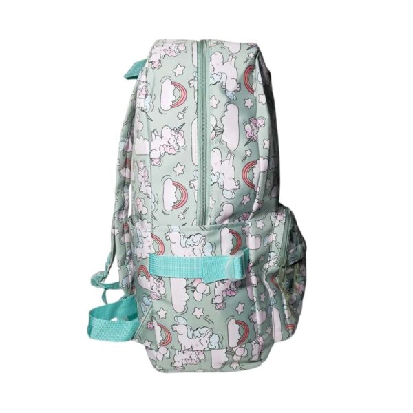 Mochila de 3pzs, impermeable, Kawaii, unicornio, verde - Imagen 2