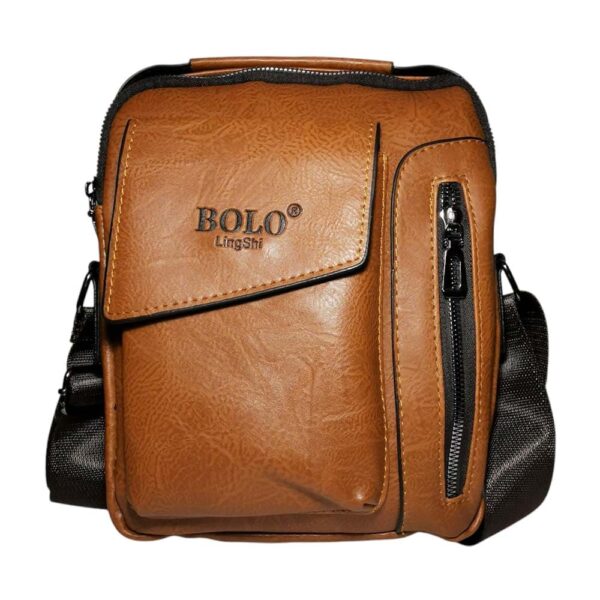 Morral de hombre, bolsillo vertical, camel