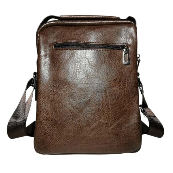 Morral de hombre, costura central, cafe - Imagen 2