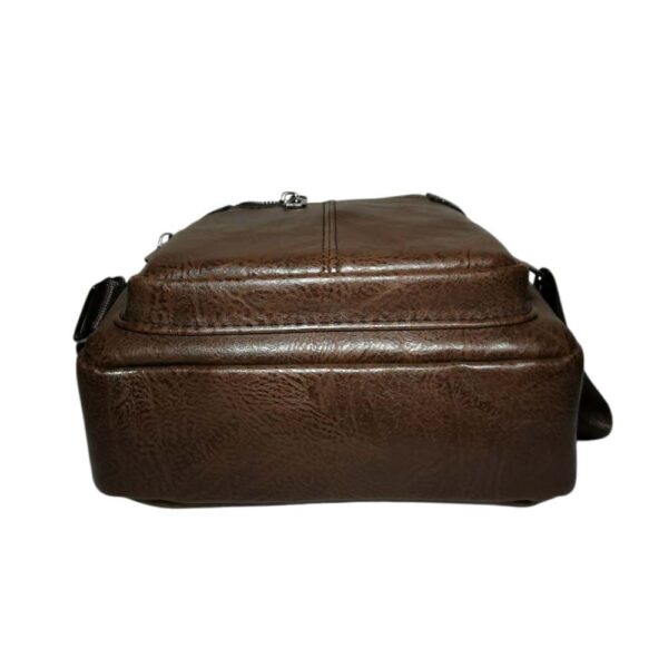 Morral de hombre, costura central, cafe - Imagen 4