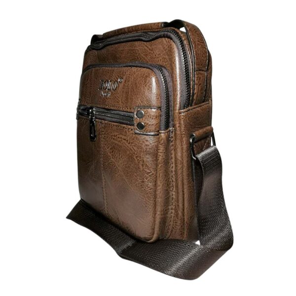 Morral de hombre, costura central, cafe - Imagen 5