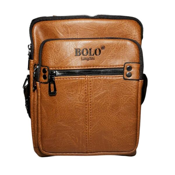 Morral de hombre, costura central, camel