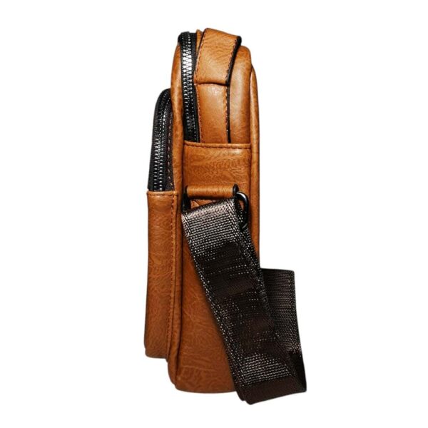 Morral de hombre, costura central, camel - Imagen 3