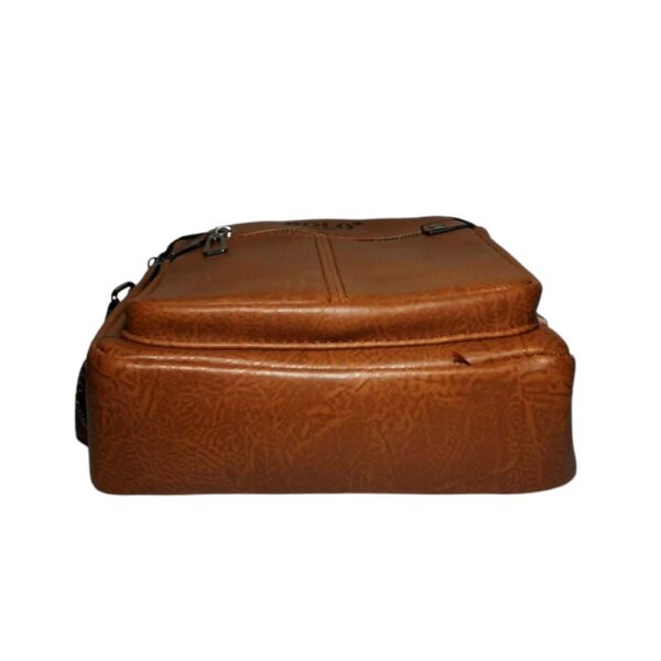 Morral de hombre, costura central, camel - Imagen 4