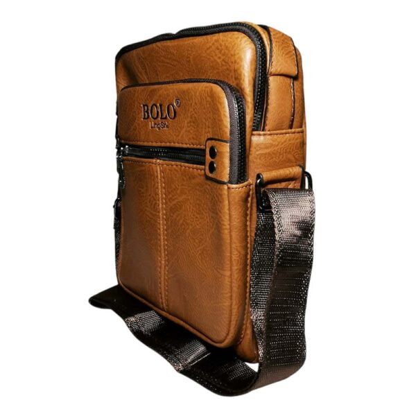 Morral de hombre, costura central, camel - Imagen 5