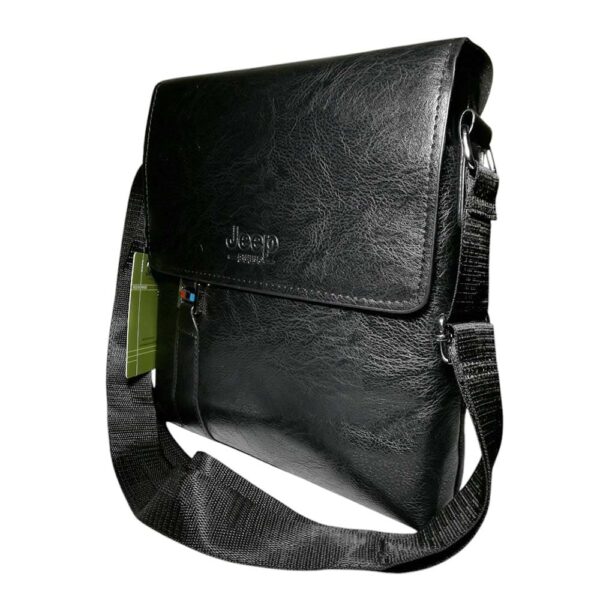 Morral de hombre, Jeep, solapa y broche medio, negro - Imagen 5