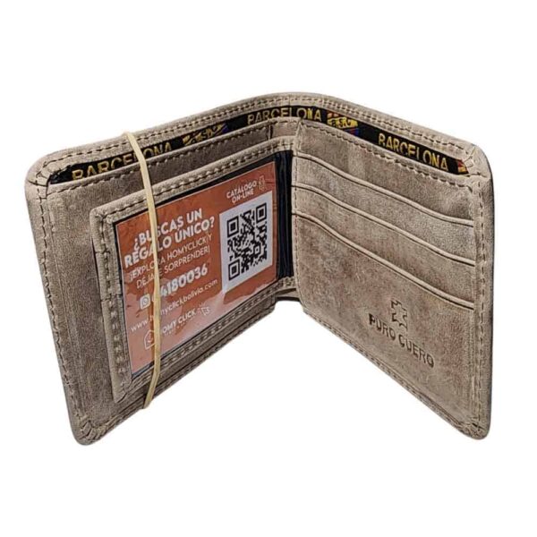 Billetera de cuero Barcelona, beige - Imagen 5