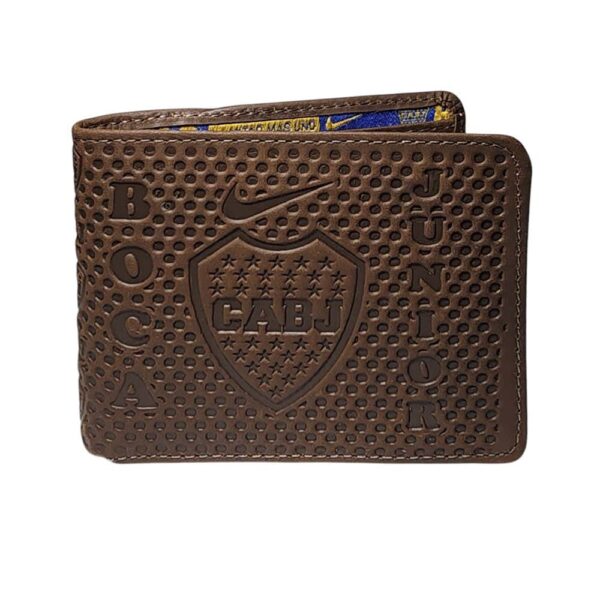 Billetera de cuero Boca Juniors, cafe