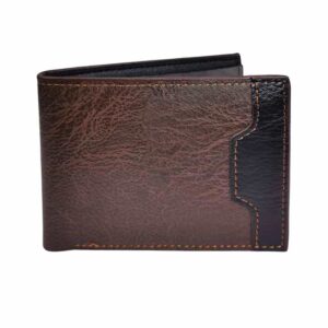 Billetera para hombre, solapa bordada, cafe