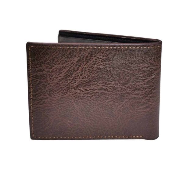 Billetera para hombre, solapa bordada, cafe - Imagen 2