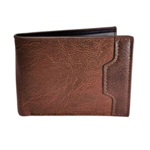 Billetera para hombre, solapa bordada, camel