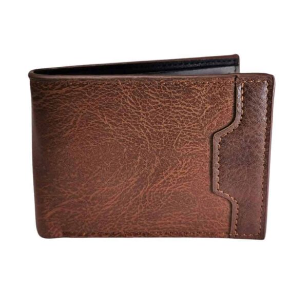 Billetera para hombre, solapa bordada, camel