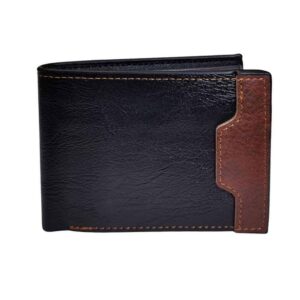 Billetera para hombre, solapa bordada, negro