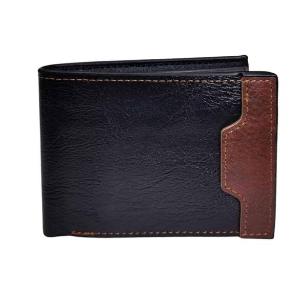 Billetera para hombre, solapa bordada, negro