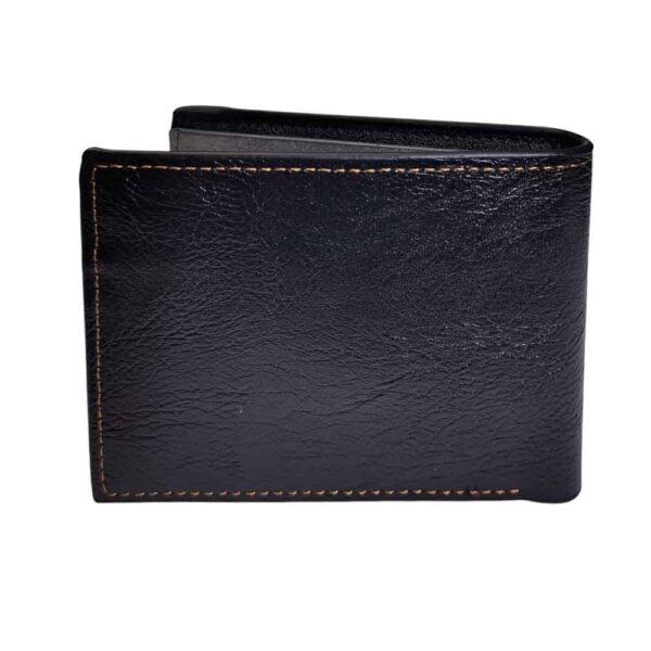 Billetera para hombre, solapa bordada, negro - Imagen 2
