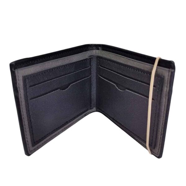 Billetera para hombre, solapa bordada, negro - Imagen 3
