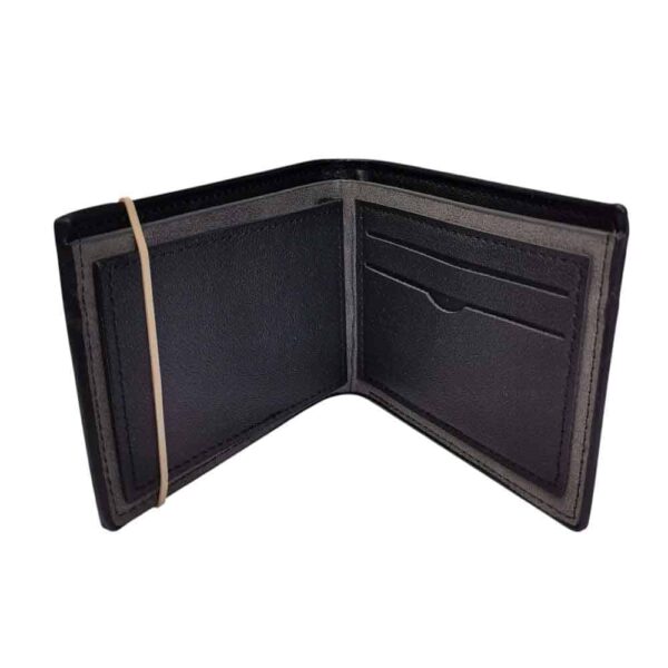 Billetera para hombre, solapa bordada, negro - Imagen 4