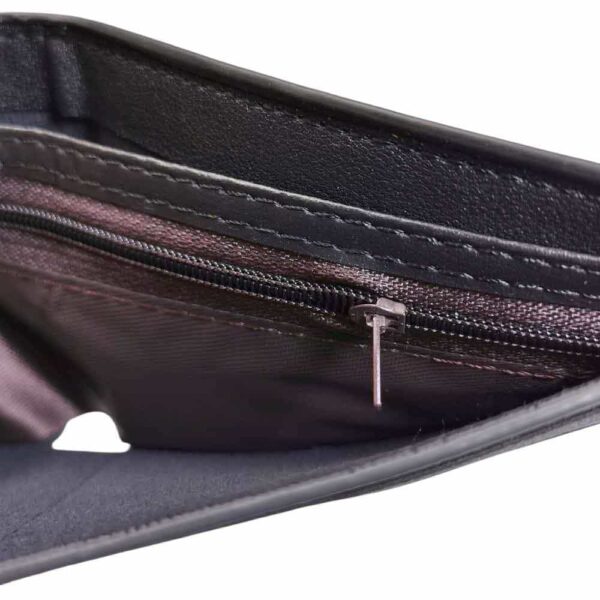 Billetera para hombre, solapa bordada, negro - Imagen 5