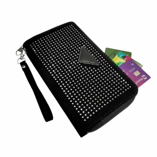 Billetera para mujer, con Strass, negro - Imagen 4
