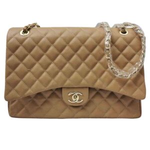 Bolso de hombro Chanel, herraje dorado, beige