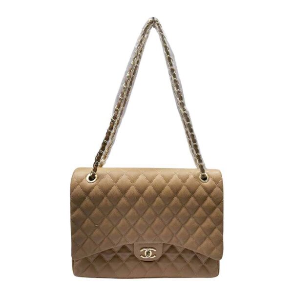 Bolso de hombro Chanel, herraje dorado, beige - Imagen 2
