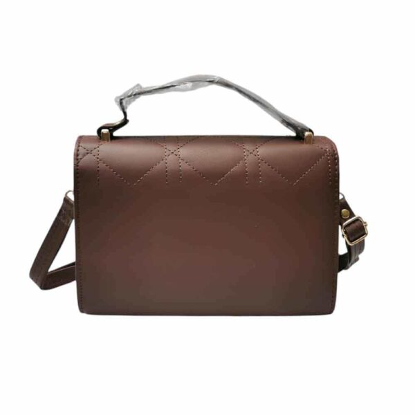Bolso mediano cuadros bordados, cafe - Imagen 2