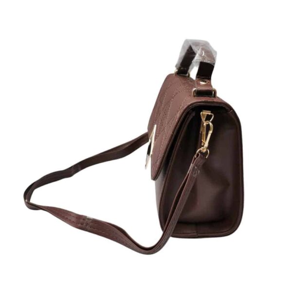 Bolso mediano cuadros bordados, cafe - Imagen 3