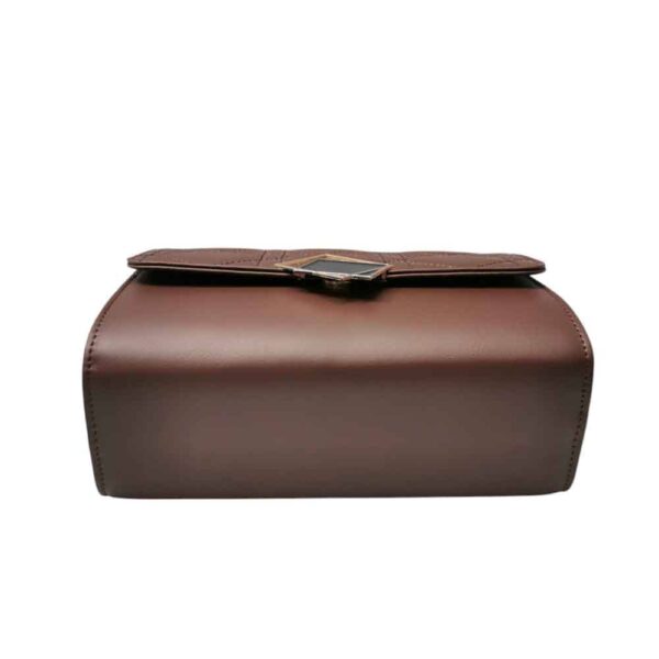 Bolso mediano cuadros bordados, cafe - Imagen 5