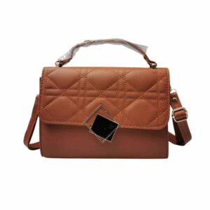 Bolso mediano cuadros bordados, camel