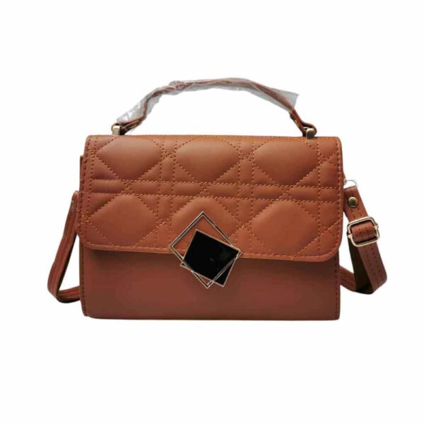Bolso mediano cuadros bordados, camel