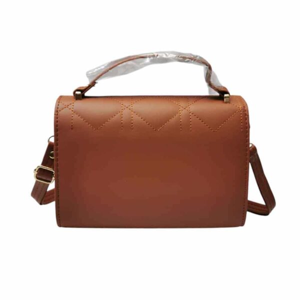 Bolso mediano cuadros bordados, camel - Imagen 2