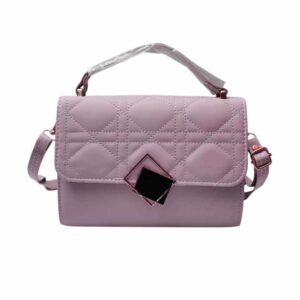 Bolso mediano cuadros bordados, lila