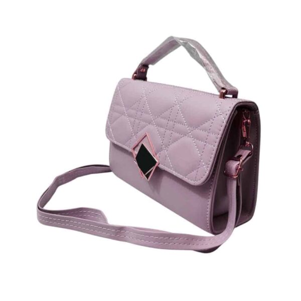 Bolso mediano cuadros bordados, lila - Imagen 4