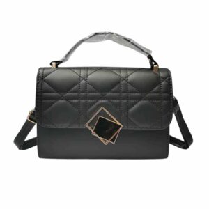 Bolso mediano cuadros bordados, negro