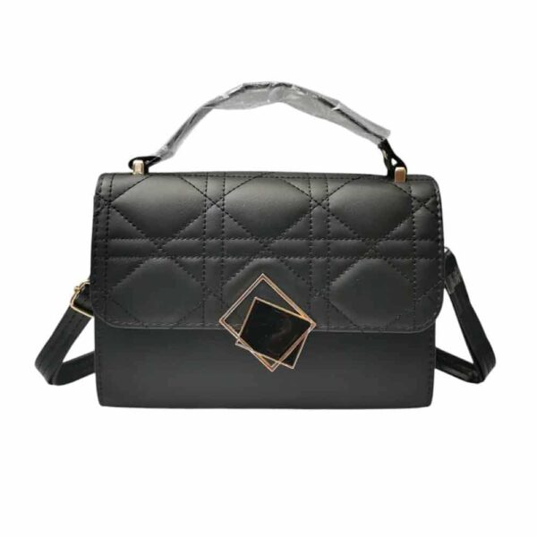 Bolso mediano cuadros bordados, negro