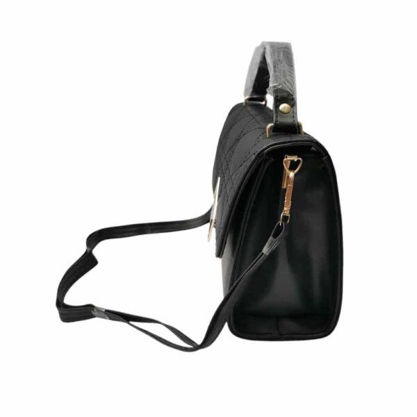 Bolso mediano cuadros bordados, negro - Imagen 3