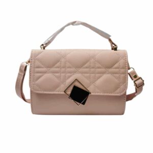 Bolso mediano cuadros bordados, rosa