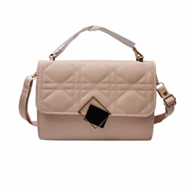 Bolso mediano cuadros bordados, rosa