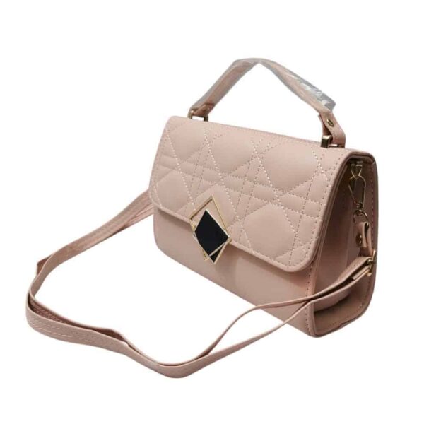 Bolso mediano cuadros bordados, rosa - Imagen 4