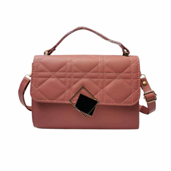 Bolso mediano cuadros bordados, rosa sandia