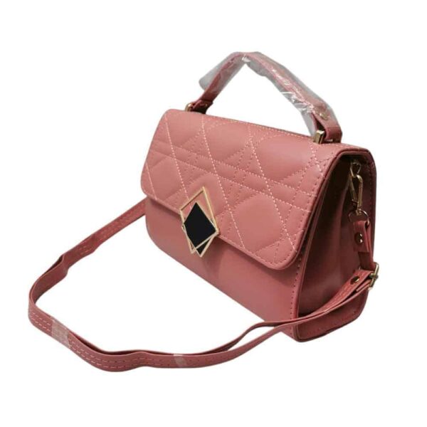 Bolso mediano cuadros bordados, rosa sandia - Imagen 4