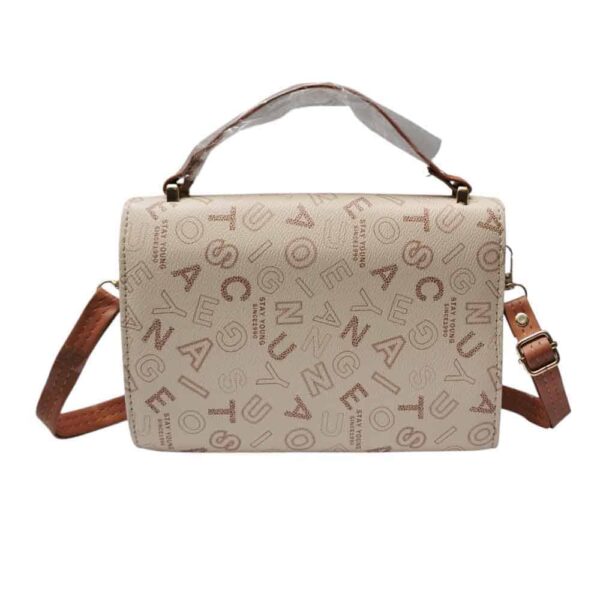 Bolso mediano letras urbanas, beige - Imagen 2
