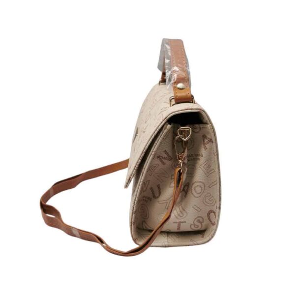 Bolso mediano letras urbanas, beige - Imagen 3