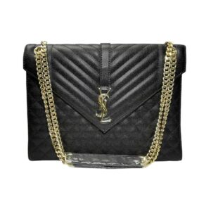 Bolso de hombro Saint Laurent Grain de Poudre, Negro