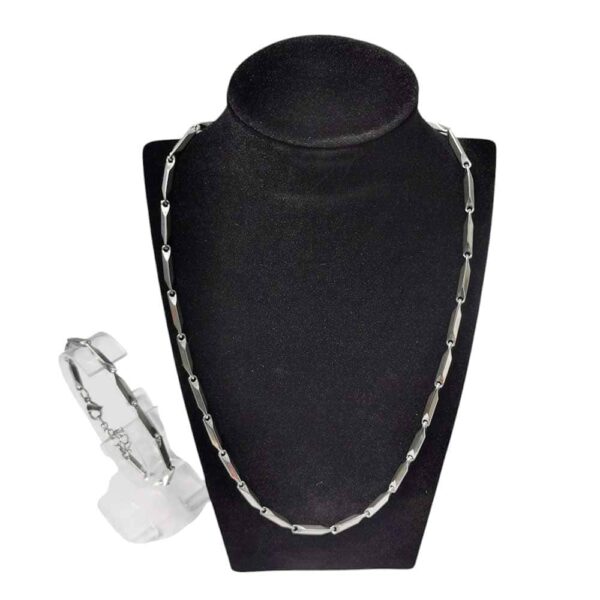 Juego de collar y pulsera, cadena de rombo, acero inoxidable - Imagen 2