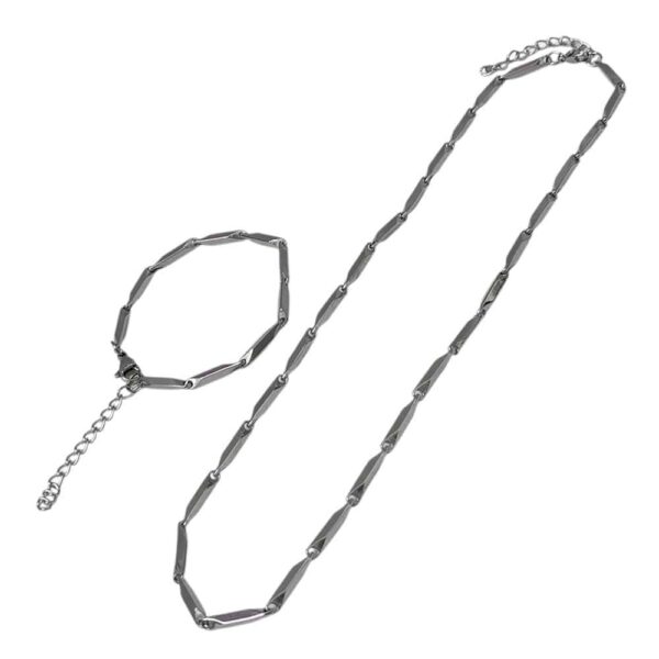 Juego de collar y pulsera, cadena de rombo, acero inoxidable - Imagen 3